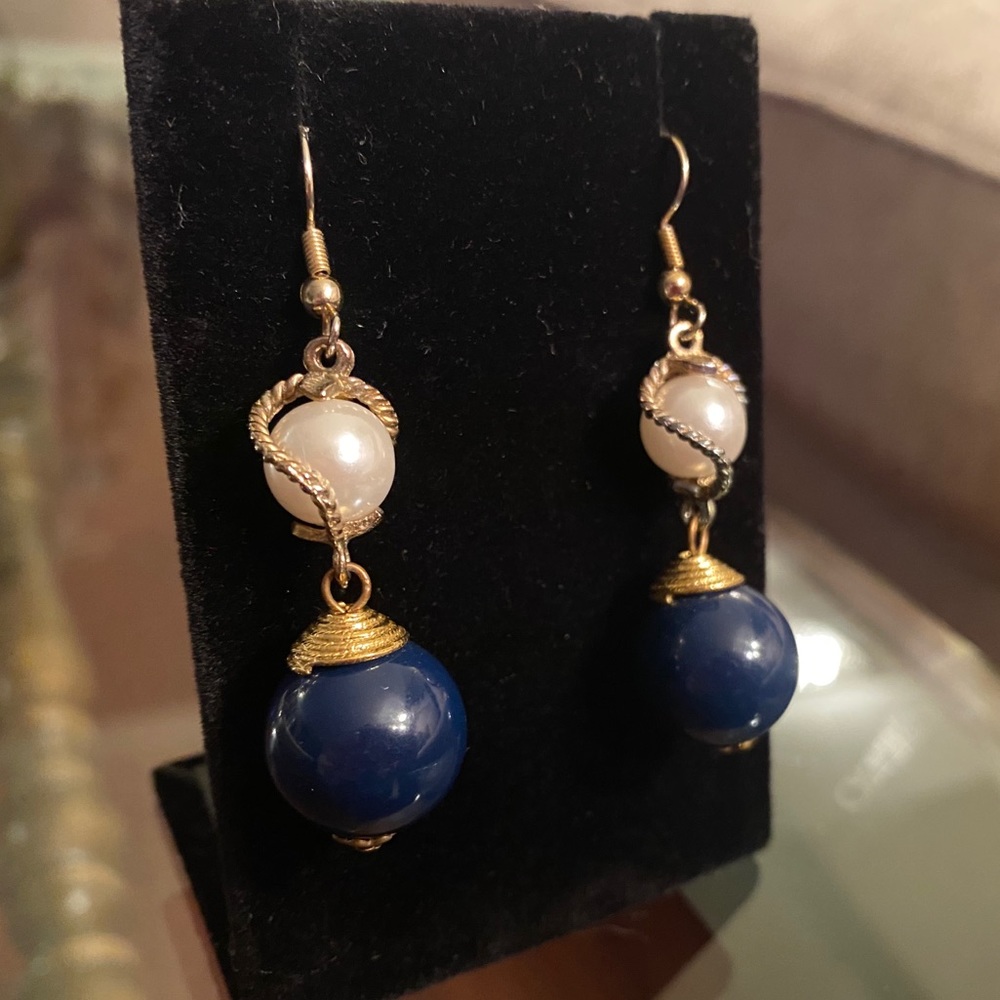 Funky Blue & Metal Dangles